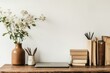 © mohdfaizal - Cozy Minimalist Workspace with Flowers and Laptop on Wooden Desk