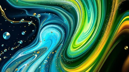 Poster - Vivid swirling colors and fluid dynamics with golden accents in highresolution motion
