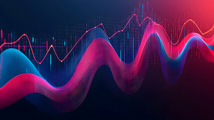 Poster - Financial growth wave, data visualization, business background