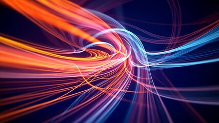 Poster - Dynamic flow of colorful, abstract neon light trails in motion