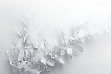 Poster - Elegant White Leaves Against A Soft Light Background Design