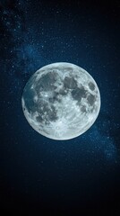 Wall Mural - full moon in the night sky with countless stars creating a deep blue cosmic background
