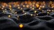 © Nima - An Abstract Design Featuring a Web of Interconnects and Glow - An abstract landscape with glowing points on dark mounds symbolizing connection technology creativity innovation and inspiration
