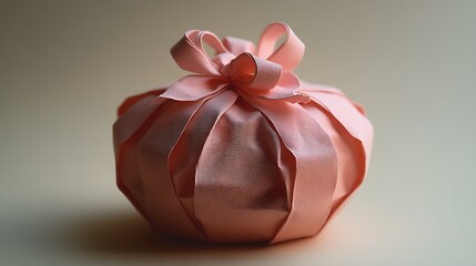 Wall Mural - Pink Fabric Gift Wrapped In Elegant Bow