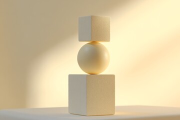 Poster - Minimalist composition of geometric shapes on soft background