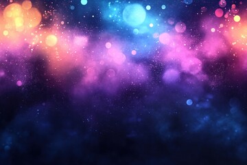 Wall Mural - colorful cosmic backdrop with bokeh effect and sparkling particles in shades of pink blue and gold