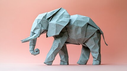 Wall Mural - An Origami Elephant Crafted From Gray Paper