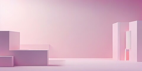 Poster - A pink wall with a pink building in the background