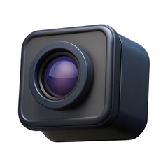 Fototapete - Black video camera. 3d icon. Cartoon minimal style.