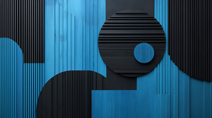 Poster - abstract blue and black geometric shapes: a captivating interplay of deep blue and black geometric s