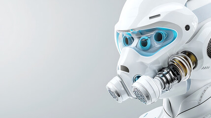 Poster - Advanced robotics futuristic robot head modern technology lab digital art minimalist close-up view innovation concept