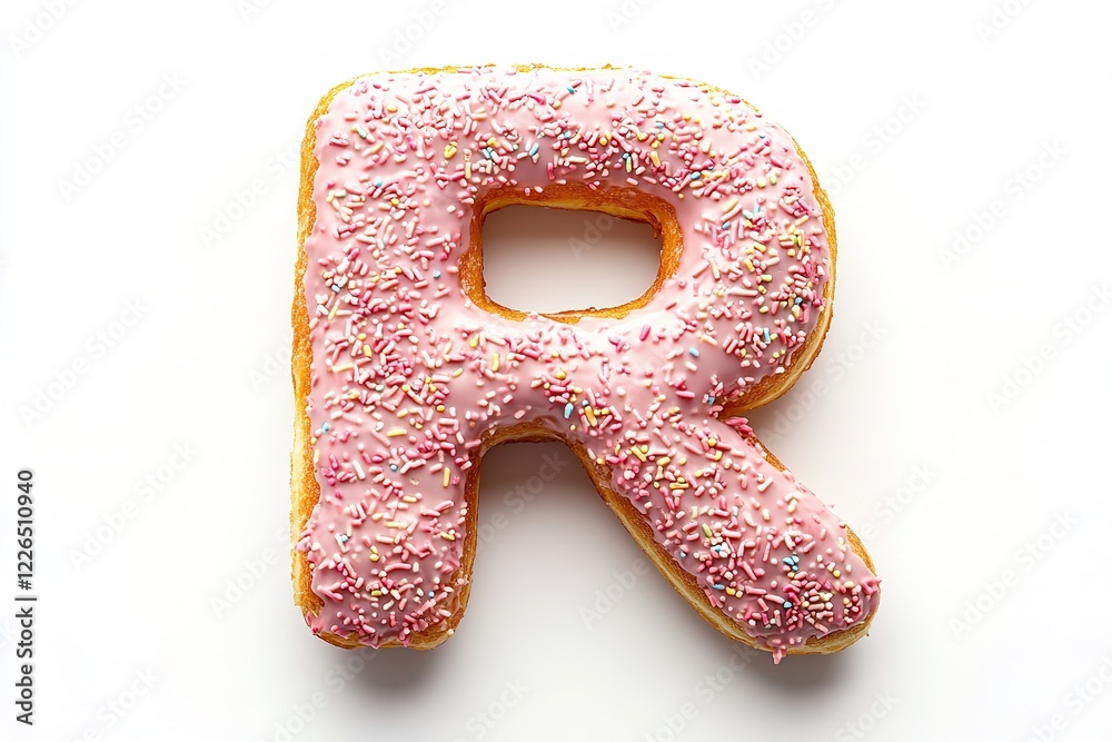 Donut standing isolation of the letter R on a white background ...