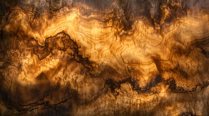 Poster - Intricate Wood Grain Texture: A captivating close-up revealing the rich, swirling patterns and deep hues of a beautifully figured wood grain.