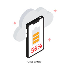 Fototapete - Cloud Battery Vector Filled Icon Style. Eps 10 File
