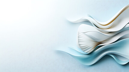 Poster - Elegant wave patterns in soft blue tones abstract art digital design minimalistic close-up serenity