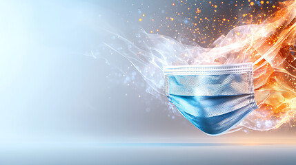Poster - Protective mask in motion virtual space digital art bright environment abstract viewpoint health concept