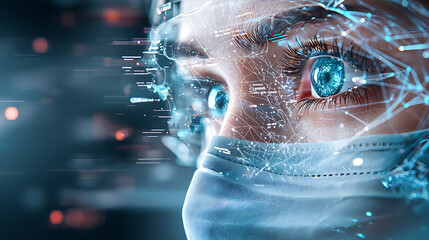 Poster - Exploring the future of technology a close-up on digital vision virtual world eye-catching graphic sci-fi environment intimate view