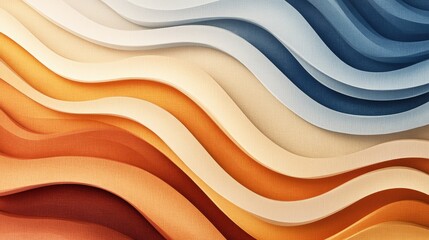 Poster - Elegant Layered Wavy Abstract Design in Warm and Cool Tones Featuring Smooth Curves and Textures for Use in Modern Backgrounds or Artistic Projects
