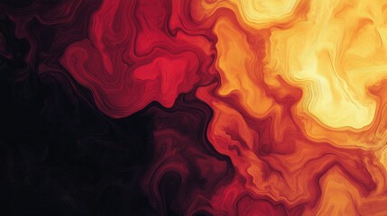 Poster - Abstracte Flammenmuster mit warmen Farbverlaufen in Rot, Orange und Gelb, die sich harmonisch in dunklen Tonen verbinden und lebendige Energie ausstrahlen