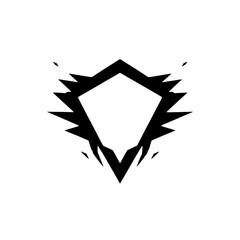 Poster - Abstract Burst Shield: A bold, graphic design featuring a sharp, geometric shield shape with a dynamic burst emanating from its edges. Perfect for representing power, protection, or security. 