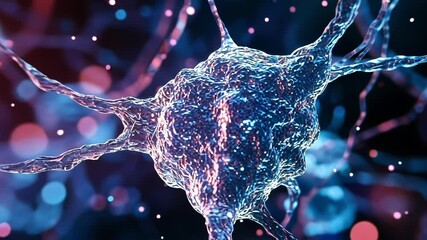 Poster - Neuron transmitting signals in nervous system, creating complex network of communication within brain, enabling cognitive functions and bodily actions