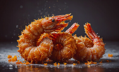 Aufkleber - A close up of a shrimp with a lot of seasoning on it. The seasoning is sprinkled all over the shrimp, giving it a crispy and flavorful appearance