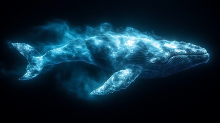 Wall Mural - Glowing Humpback Whale In Aquatic Enchantment