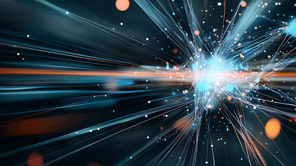 Poster - Dynamic light energy burst abstract visualization digital art cosmic environment close-up viewpoint concept of innovation