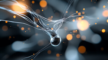 Poster - Dynamic light patterns abstract space digital art interconnected environment close-up view innovation in technology