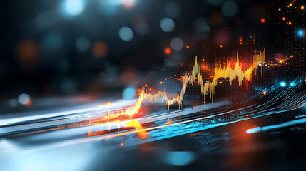 Poster - Dynamic sound wave visualization digital space abstract art futuristic environment close-up view technology concept