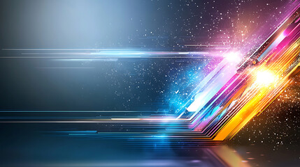 Fototapete - Dynamic light trails create a vibrant visual spectrum digital art high-tech environment futuristic viewpoint