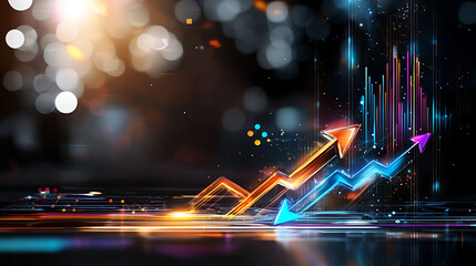 Poster - Dynamic growth visualization digital world infographic abstract close-up business progress metrics
