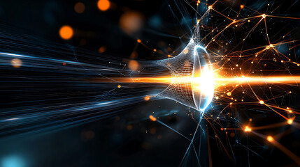 Poster - Dynamic light burst abstract digital space visual art futuristic environment close-up perspective energy and motion