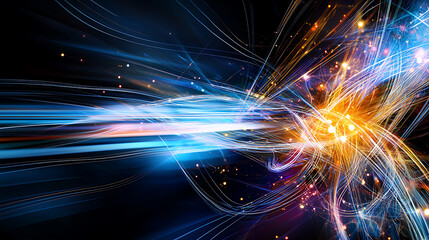 Fototapete - Dynamic light trails abstract imagery digital art vibrant colors close-up energy and movement