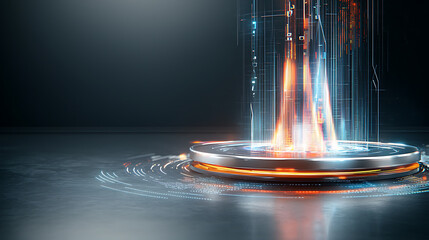 Poster - Futuristic energy source activation high-tech laboratory digital art sci-fi environment close-up view innovation concept
