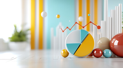 Poster - Dynamic business data visualization modern office infographic design bright colors aerial view innovation insights