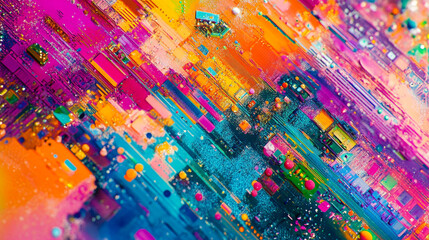 Poster - Vibrant Abstract Digital Art Colorful Lines Pattern Background Texture Design paint style image     