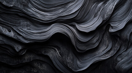 Poster - Abstract Dark Gray Swirling Stone Texture Background Image Art Rock Grey Waves Lines Moody Black    