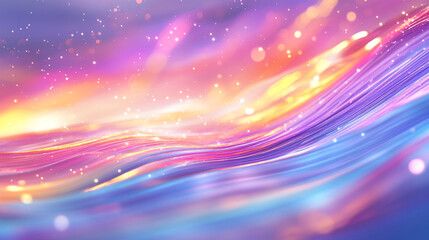 Poster - Abstract Colorful Waves Digital Art Background Design Pastel Pink Purple Orange Blue Swirls Shiny   