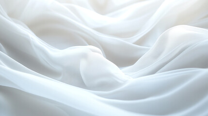 Poster - Elegant White Silk Fabric Texture Background Soft Draped Smooth Flowing Luxurious White Textile Wave