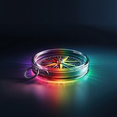 Poster - A symbolic glowing Rainbow Compass indicating in Pride concept