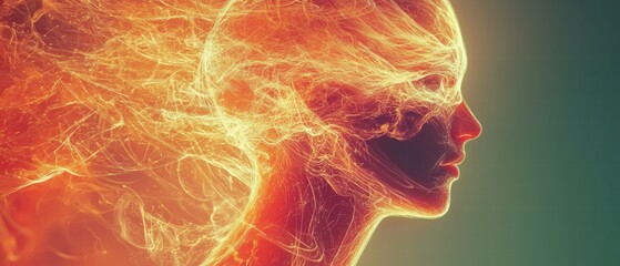 Poster - Ethereal Woman with Flowing Hair Made of Light and Energy Particles