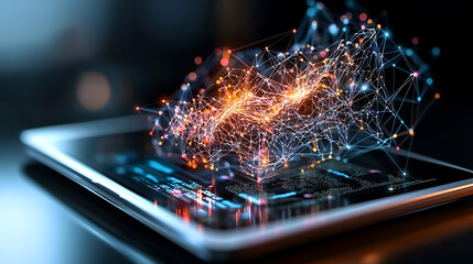Poster - Innovative technology visualization digital workspace graphic design modern environment close-up view data representation