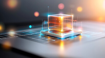 Poster - dynamic digital cube innovation modern office technology visualization futuristic environment close-
