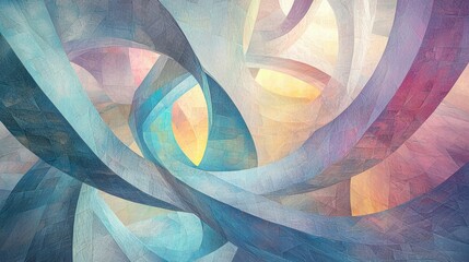 Poster - Abstract Swirling Shapes with Soft Pastel Colors and Textured Surface