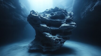 Wall Mural - Underwater cavern, glowing rock, mystery, game background