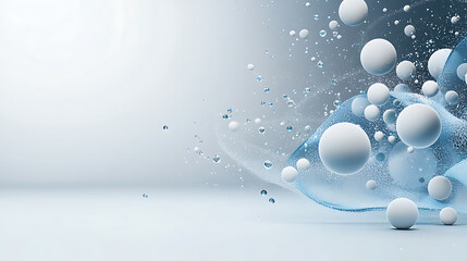 Poster - Dynamic water droplets dance in ethereal space abstract graphic calm environment minimalist viewpoint