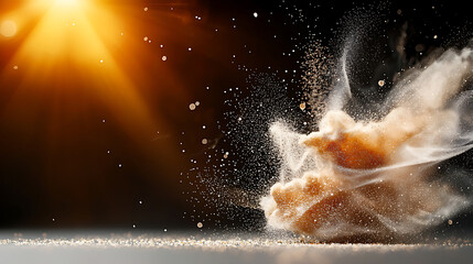 Poster - Dynamic dust explosion studio setting photography dramatic lighting close-up energy and motion