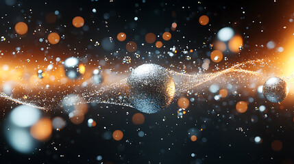 Poster - Dynamic particles and light interplay studio abstract art dark environment close-up view visual concept for digital art