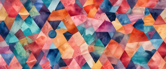 Vibrant Abstract Watercolor Pattern with Geometric Shapes,  design inspiration,  digital artwork,  abstract pattern